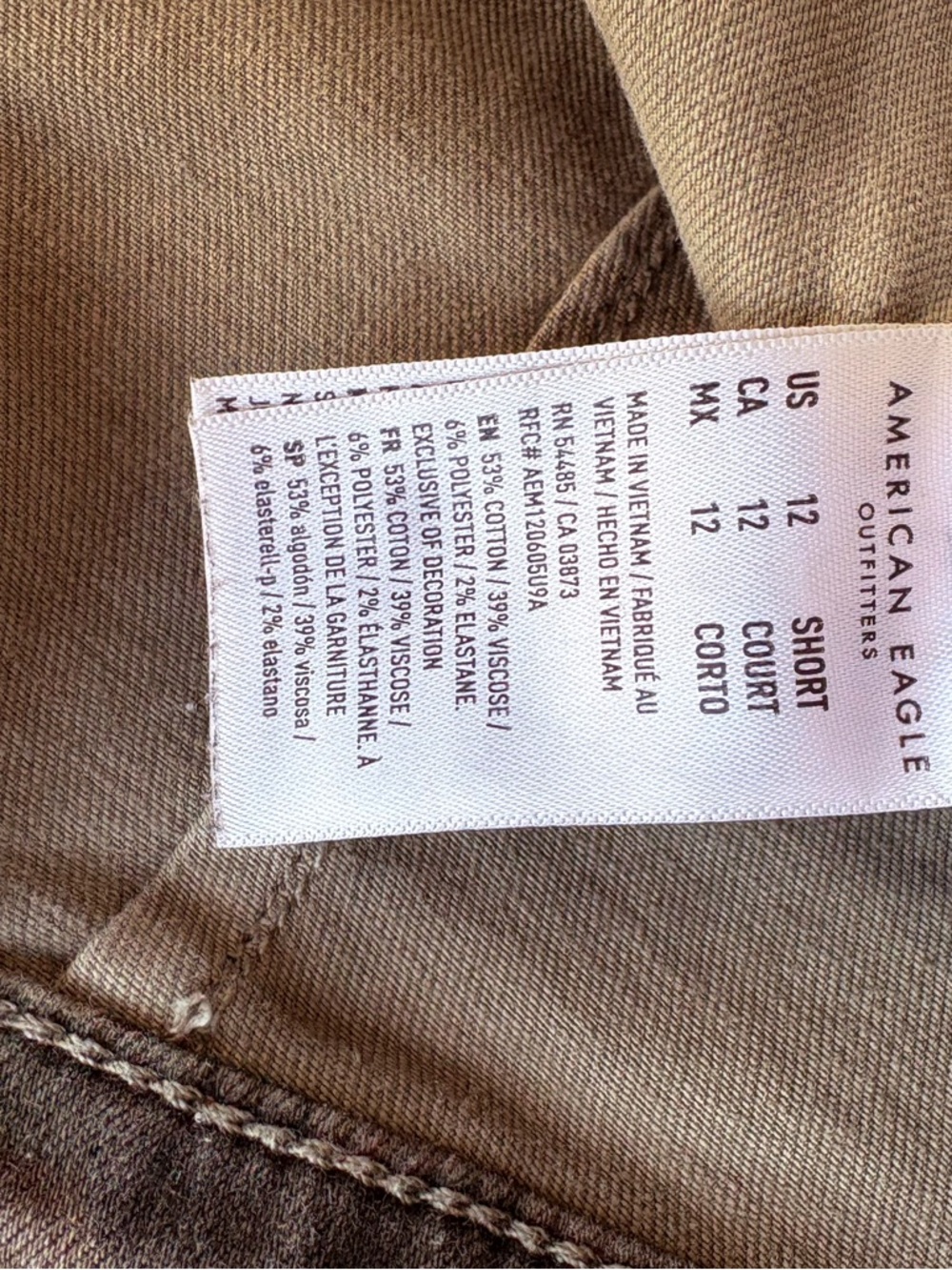 Women’s American Eagle Olive Green Camo Zip-Detail Jeggings Size 12 Short - Picture 5 of 5